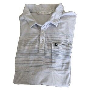 Travis Mathew Polo Shirt Mens XXL Gray Striped Performance Golf Half Moon Bay
